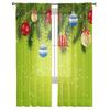 Christmas Tree Leaves Green Decoration Ball Tulle Sheer Window Curtains For Living Room Bedroom Voile Organza Curtains Drapes