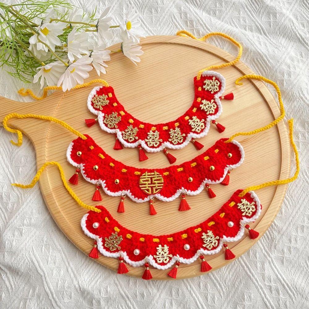 Schnürstil Katze Handgestrickter Schal Dekoratives Haustier Sabbertuch Neujahr Haustierhalsband Hochzeit