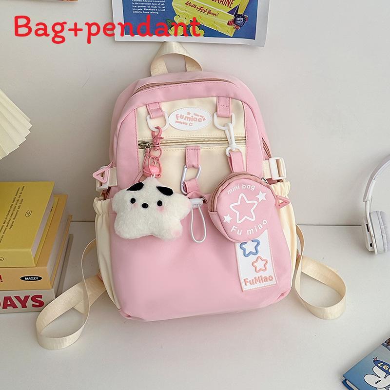 

Summer Star Backpack For Girls With Waterresistant Nylon And Laptop Fit For Daily Use рожевий