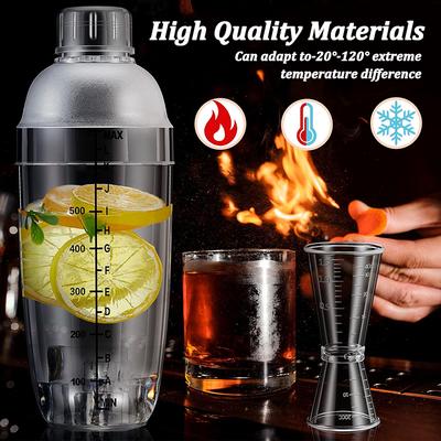Πλαστικό Σέικερ Κοκτέιλ 500ml Οικιακό για Τσάι με Γάλα Ποτό Μίξερ Κρασιού Μπουκάλι Ανακίνησης με Εργαλεία Μπαρ Μπάρμαν Μπαρ Κέτλ Σετ Εργαλείων για Πάρτι