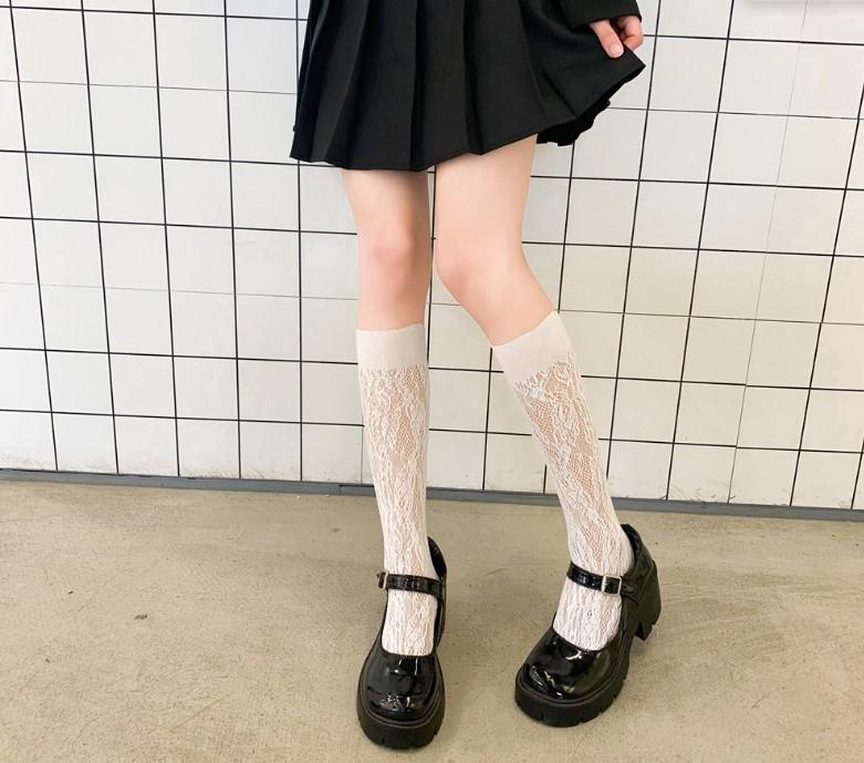 Japanese Jk Calf Socks Women's Ins Tide Summer Thin Stockings Love Lace Lolita Sexy Mesh Socks Women