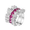 Anello con Fondo in Rame Placcato Oro Corindone Rosso Simulato Stile Retrò Gonna Pieghettata Anello con File di Diamanti
