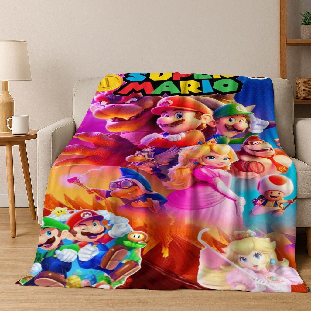 

Retro Mario Cartoon Gift Flannel Blanket,Warm and Cozy Soft Throw Blanket for Home Bedroom Bed Sofa Travel Picnic Cover Kids 75x90cm