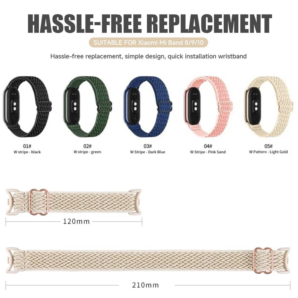 Elastic Nylon Loop Band for Xiaomi Band 10/9/8 Breathable Braided Sport Strap for MiBand 10/9/8 Watch Replacement Bracelet New