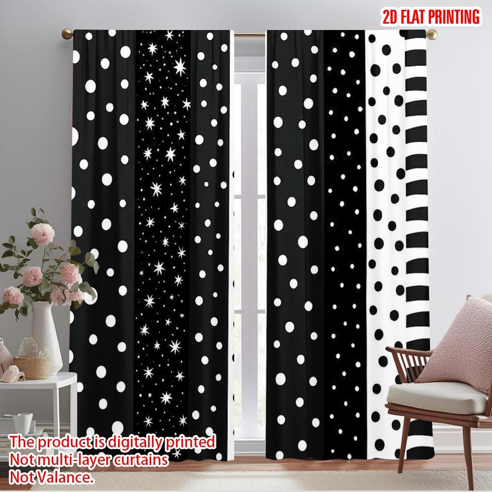 

2pcs,2D plane printing Curtain Popular Polka Harmony Durable Polyester (without rod) Holiday Ldeal for Kitchen, Bedroom & Living 52.50×116.00 CM 2pcs