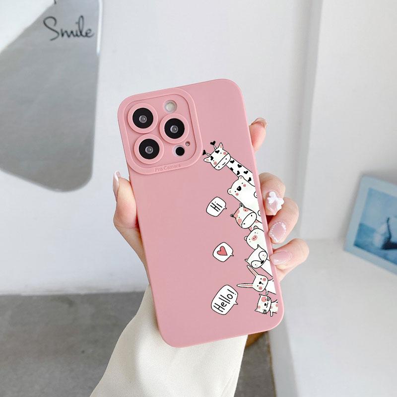 

Lovely Cat Animal Phone Case For iPhone 11 14 Pro Max 12 13 Pro Max Case For iPhone XR XS X 7 8 14 Plus Cat Lining Up Soft Cover iphone14 plus