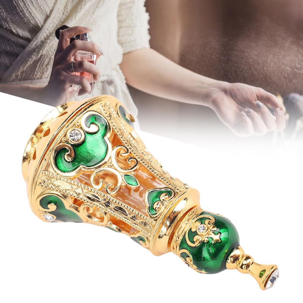 Vintage Enamel Perfume Bottle Middle Eastern Exquisite Elegant Metal Refillable Perfume Bottle