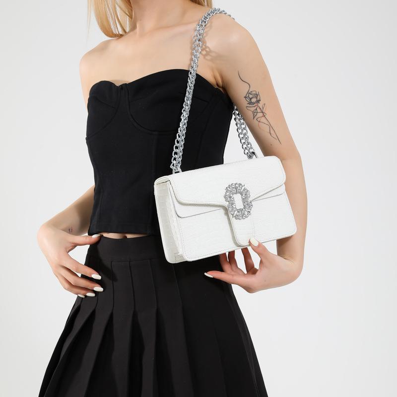 Temperature  Fashionable and Fashionable Summer New Style Simple Casual Texture Chain Crossbody Single Shoulder Small Square Bag for Women