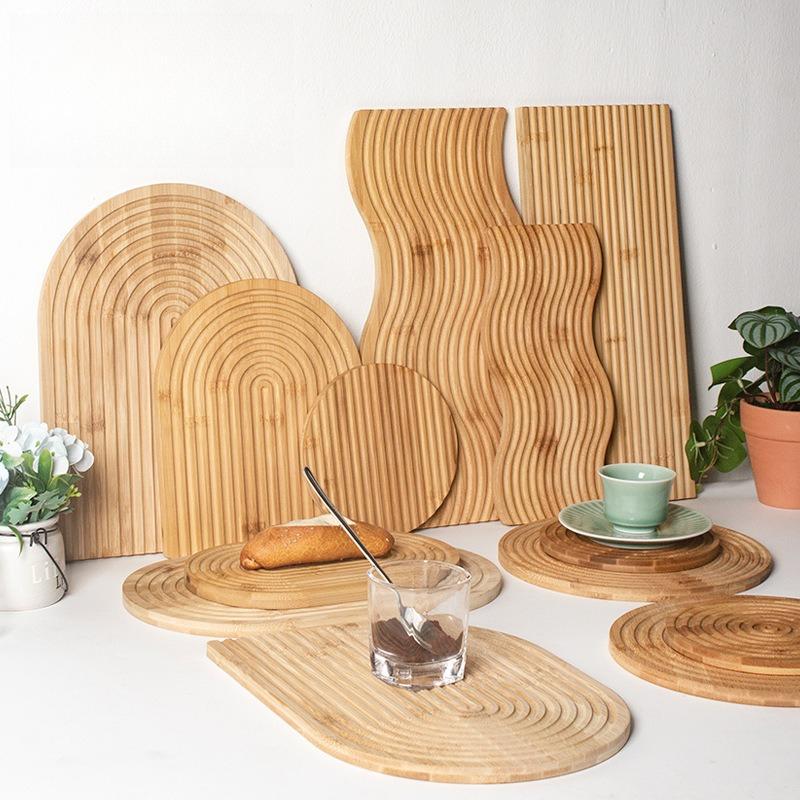 Creative Wavy Bamboo Tea Tray Irregular Ins Style Decoration Aromatherapy Serving Plate for Bread Fruit Dessert
