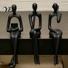 Artistic Home Accent 3Pcs/Set Abstract Human Figurines, 3D Printed Modern Minimalist Art Sculpture, Cabinet Edge Ornament Sitting Figure Statues