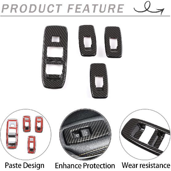 Lcojicep Window Lift Switch Cover Compatible with Ranger 2015-2021/Ford Everest, Window Lift Switch Cover Interior Button Trim Kit,Interior