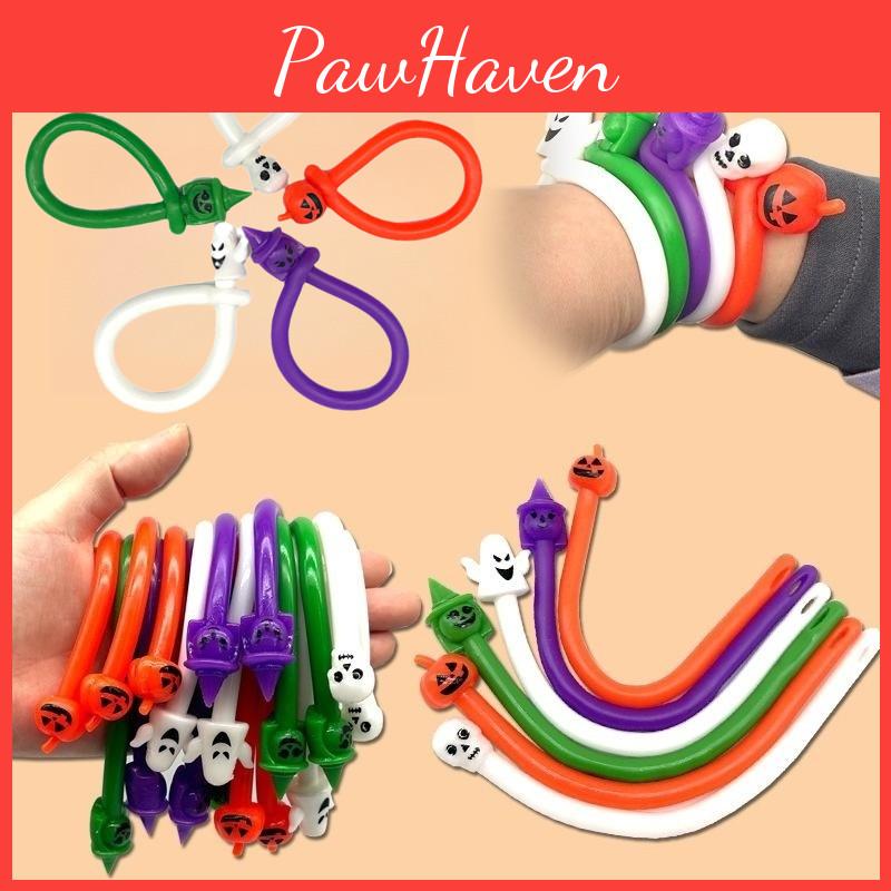 Unique Halloween Wacky Tpr Soft Rubber Stress Relief Noodle Hand Bracelet Elastic Rope Toy Witch Green 10.5g