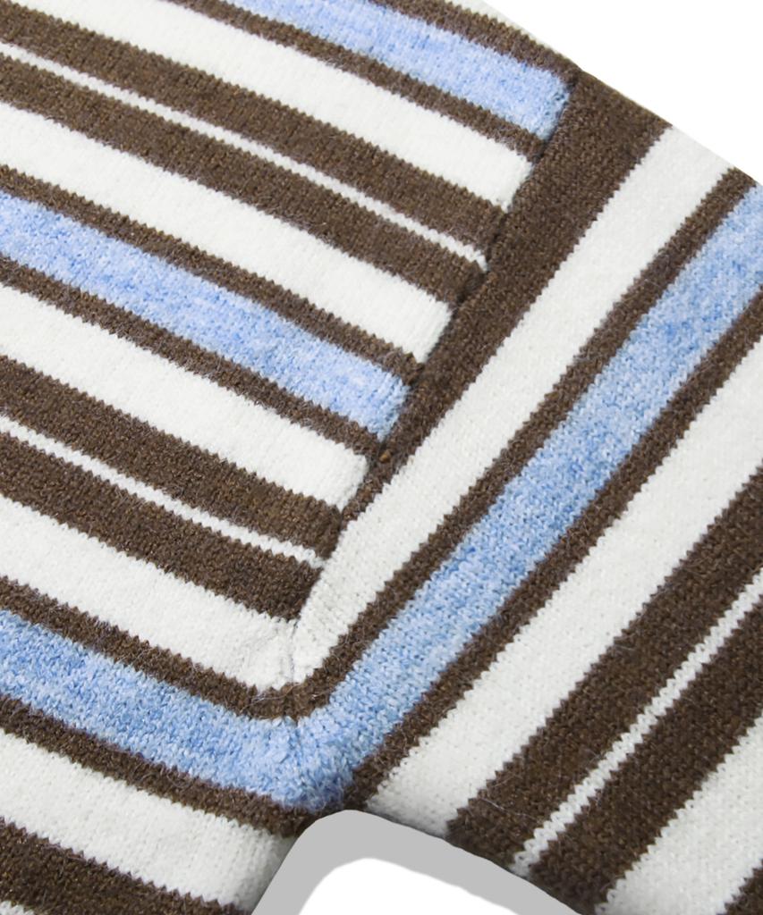 TRILLION Washable Hairy Stripe Crewneck Knit_Brown