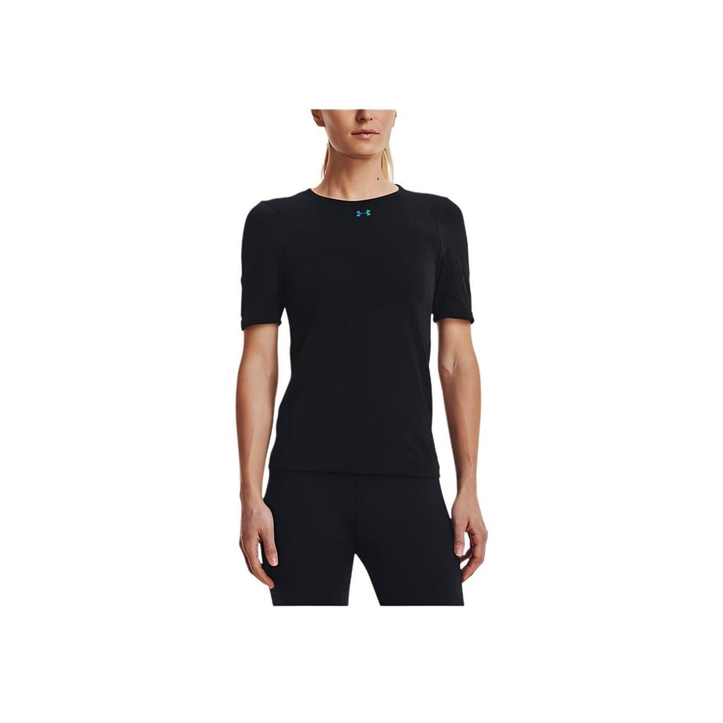 Under Armour Einfarbiges Logo Sport-T-Shirt Damen Tops Schwarz 1365716-002