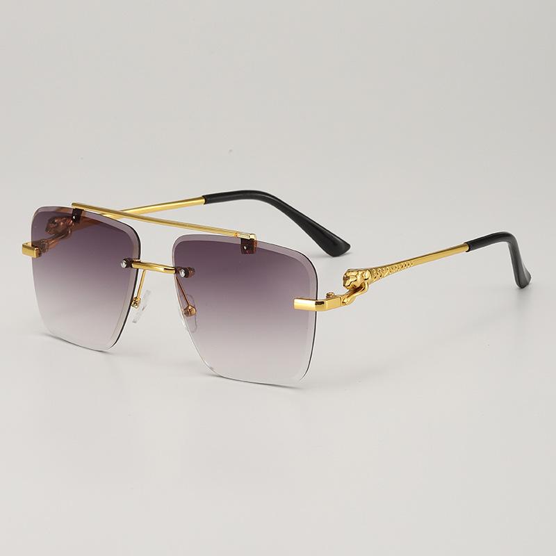 JYL TS Rimless Sunglasses With Leopard Pattern UV Protection For Photo Shooting 90229