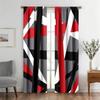 2PCS Abstract geometric stripes rectangles red black Modern Light Filtering Curtains for Living Room Bedroom Window Drape Decor