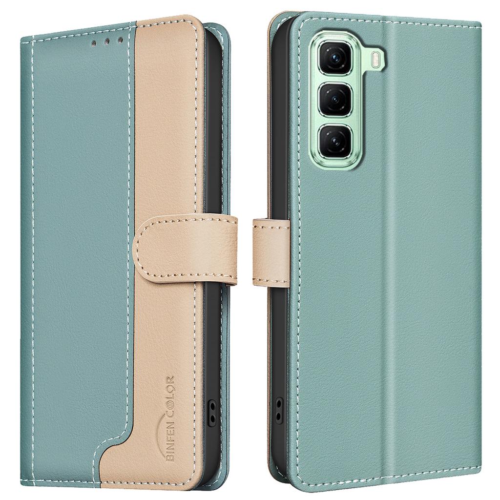 BINFEN COLOR BF33 for Infinix Hot 50 5G Leather Case Splicing Color RFID Blocking