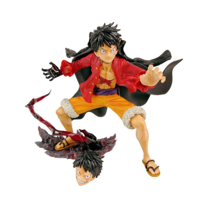 Cartoon Anime One Piece 18cm Ghost Island Monkey D. Luffy Double Heade Figures Battle Action Scene PVC Model Toys Birthday Gifts