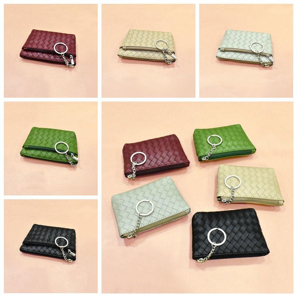 

Small Weave Coin Purse Pu Leather Coin Pouch Cute Wallet Outdoor