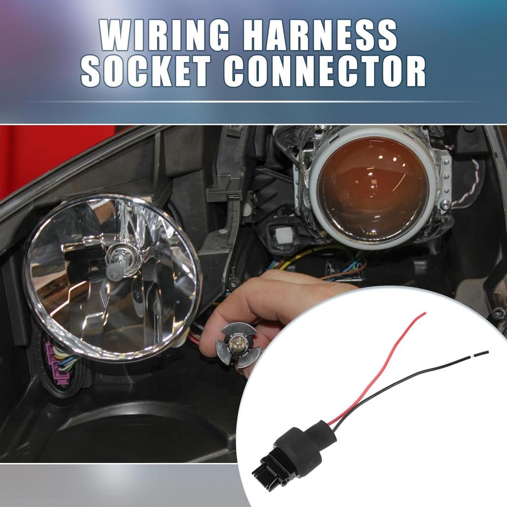 3156 Bulb Male Adapter Socket Harness Wire for LED Bulbs Turn Signal Lights Brake Tail Lights Replacement Cable Harness Connector (Set of 4)