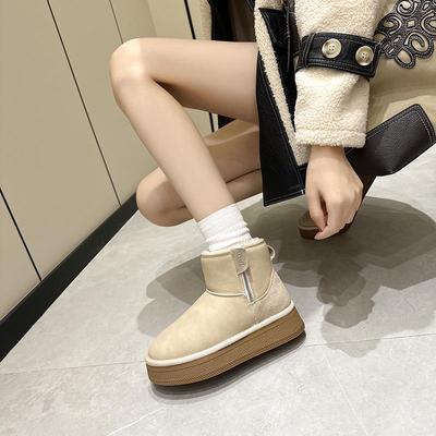 Northeast Winter 2023 Waterproof Non-Slip Leather Snow Boots with Thick Velvet Lining