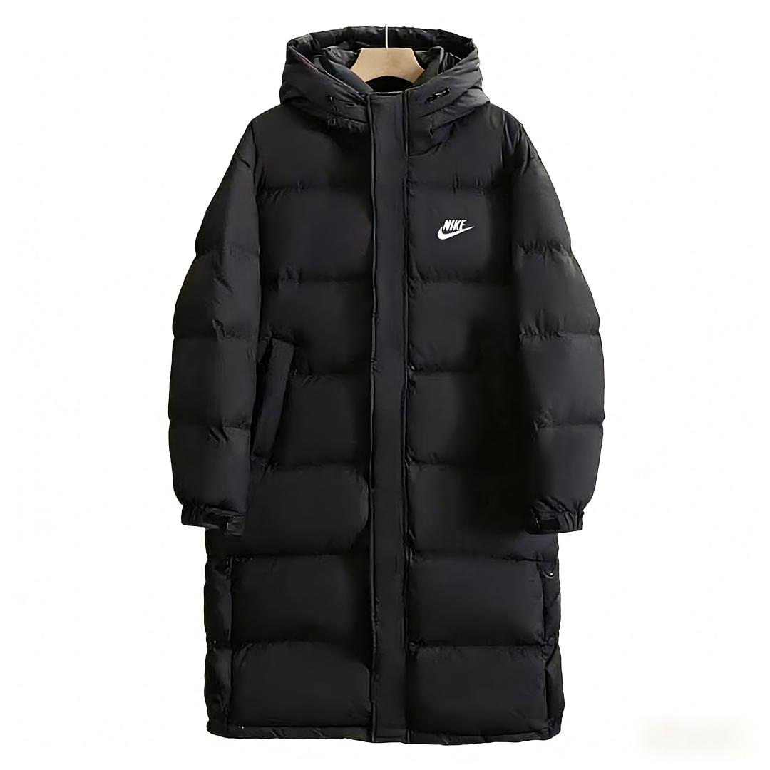 Nike Мужская ветрозащитная длинная теплая спортивная пуховая куртка  M , L , XL , XXL  чёрный