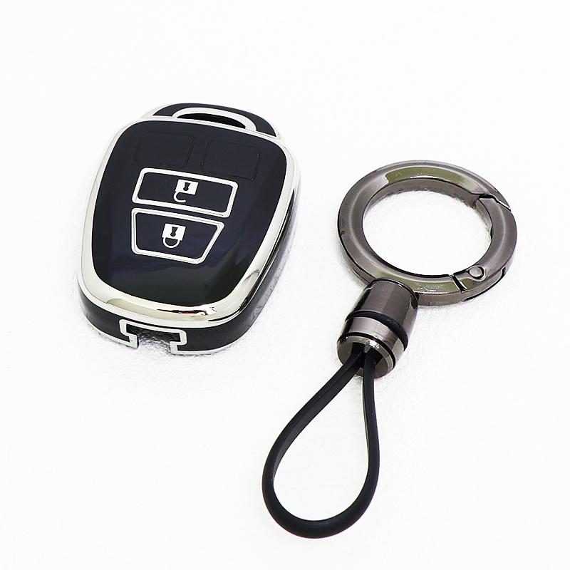 2 Buttons Gold Edge Tpu Auto Keyless Shell Fob Bag Protector Accessories For Toyota Prius Rav4 Camry Corolla Car Key Case Cover
