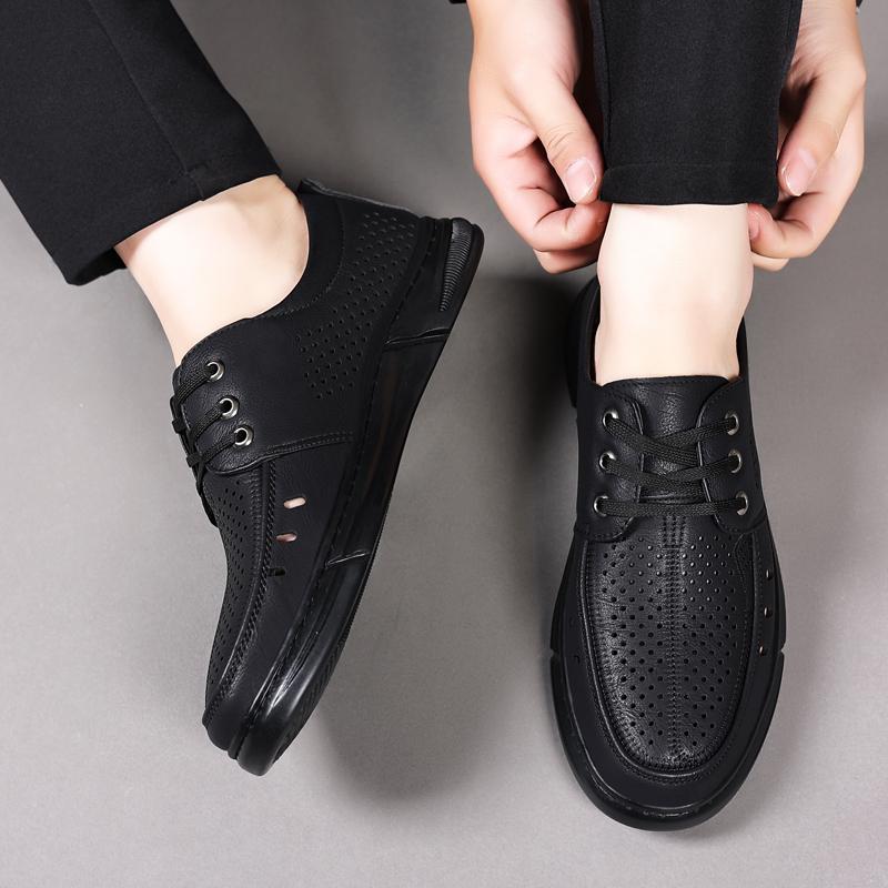 Men'S PU Leather Shoes Breathable Hollow Casual Sandals JZ-9813