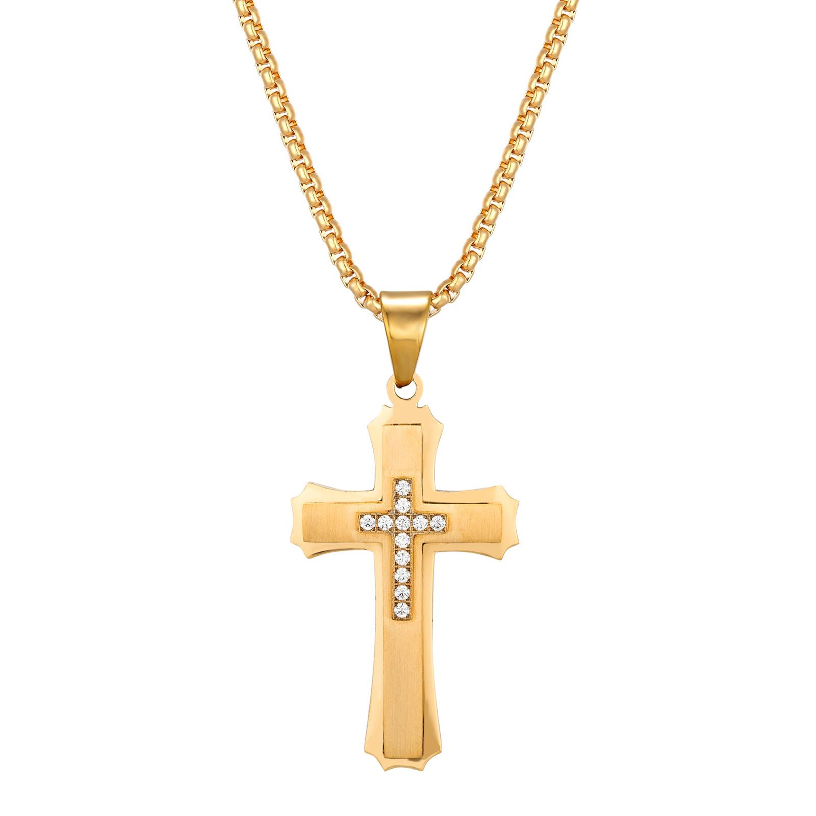 European and American personality niche jewelry accessories double cross pendant necklace 2026 60CM