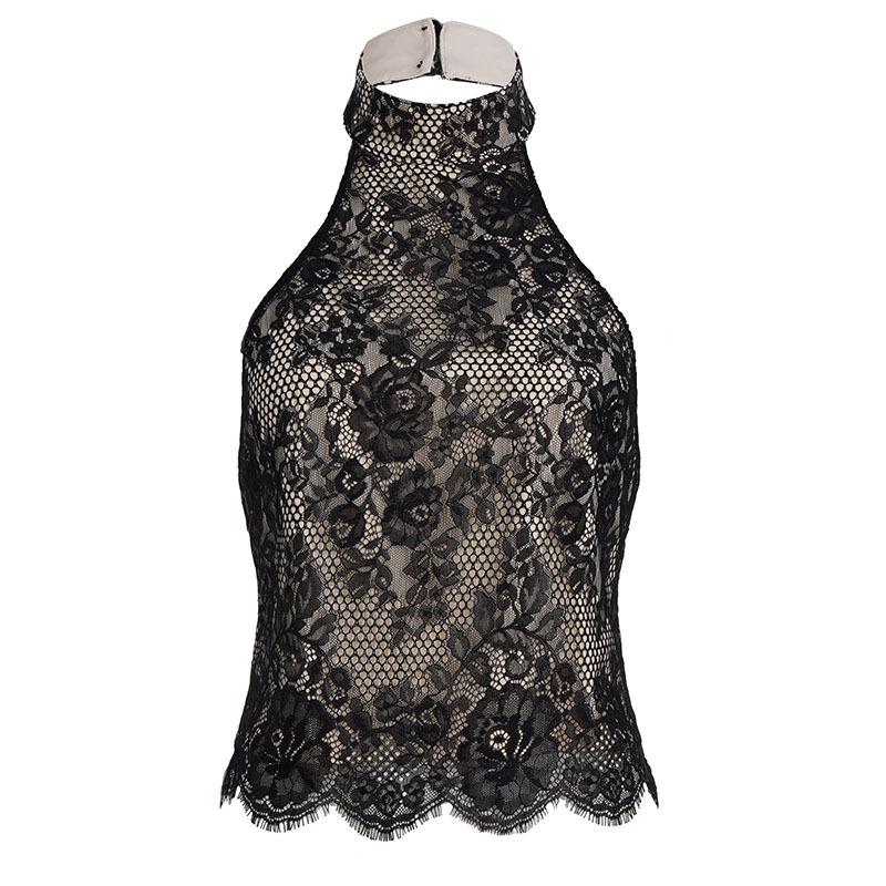 European Lace Floral Backless Halter Top - Sexy Street Style Fashion S