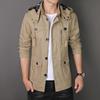 Men's Autumn and Winter Men's Jacket Hooded Business Trench Coat Casual Medium and Long Coat Pure Cotton Trench Coat Men