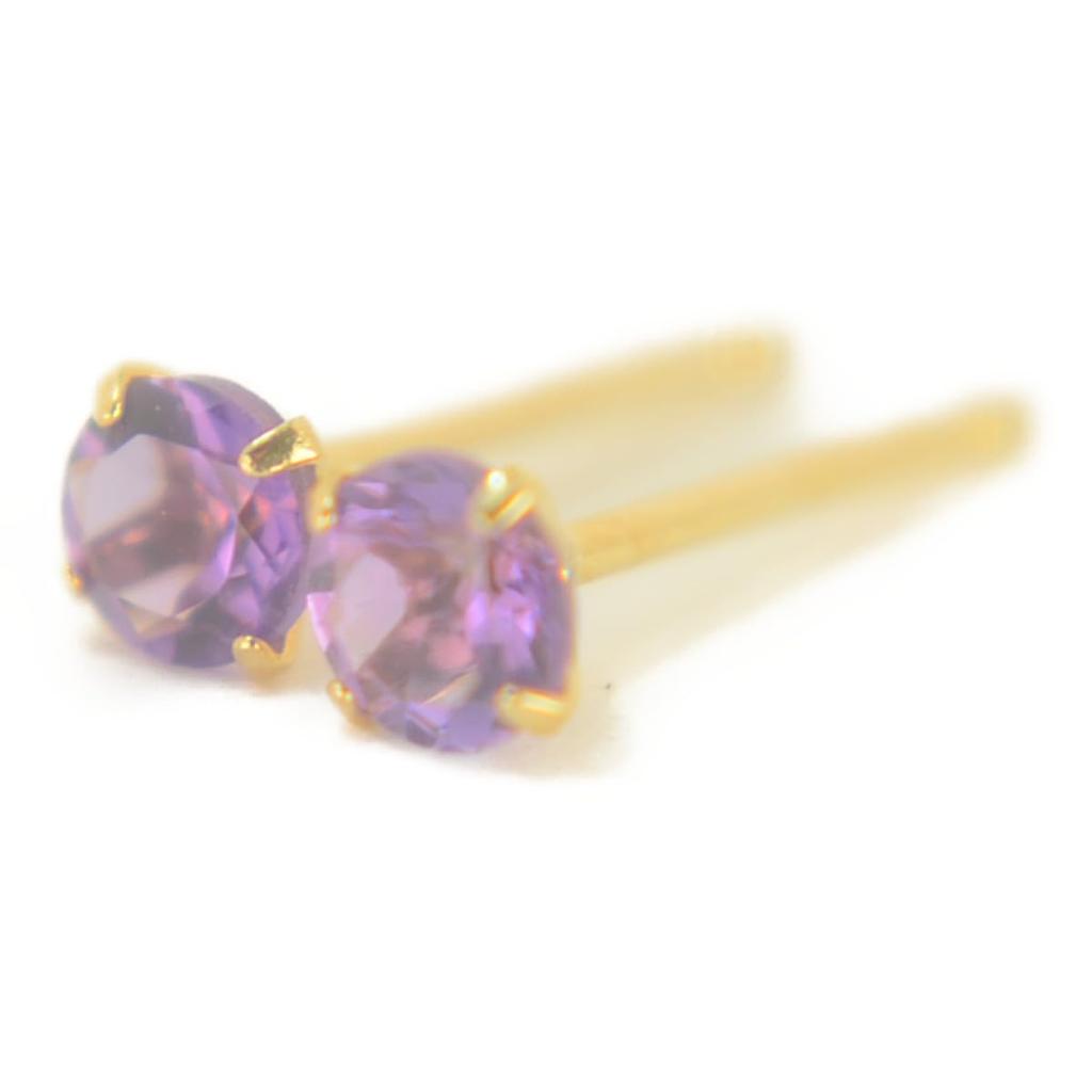 K18 Natural Amethyst Earrings [1 Pair (Body) Sold Separately] Amethyst Earrings Yellow Gold Earrings K18 K18 K18YG K18yg 18k Yokomountain