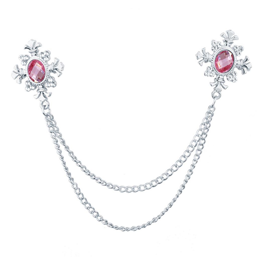 Elegant Tassel Rhinestone Cross Collar Pin For Shirts Fashionable Enthusiasts Suit Shirt Collar Brooch Trendy Jewelry