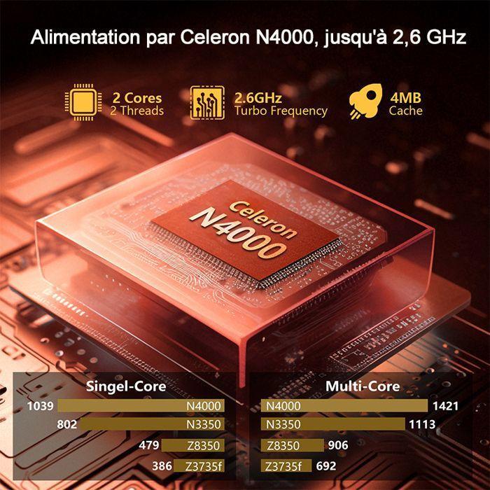 PC Portable FUNYET 15- 15,6" HD - RAM 12Go - Stockage 256Go SSD - Celeron N4000 -Rotation à 180°- Windows 11- Argent