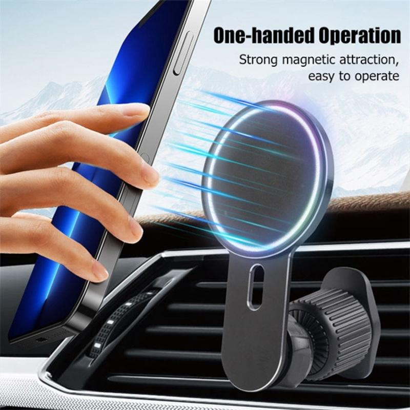 

360 Degree Rotation Magnetic Adsorption Car Air Outlet Clip Mobile Phone Holder Black