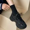 Dad Shoes Women's Ins Trendy Spring and Autumn New All-Match Thick Bottom Height Increasing Sports Casual Black Shoes for Women