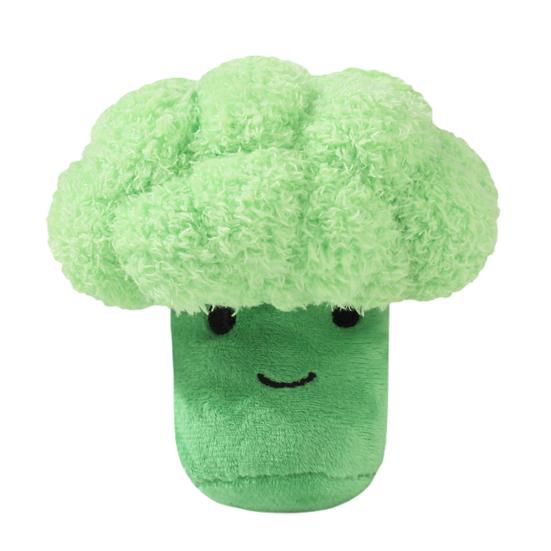 Plush Vegetable Dog Toy Squeaky Broccoli Eggplant Dog Chew Toy Cute Stuffed Scallion Chili Pepper for Puppy Teething Interactive Play