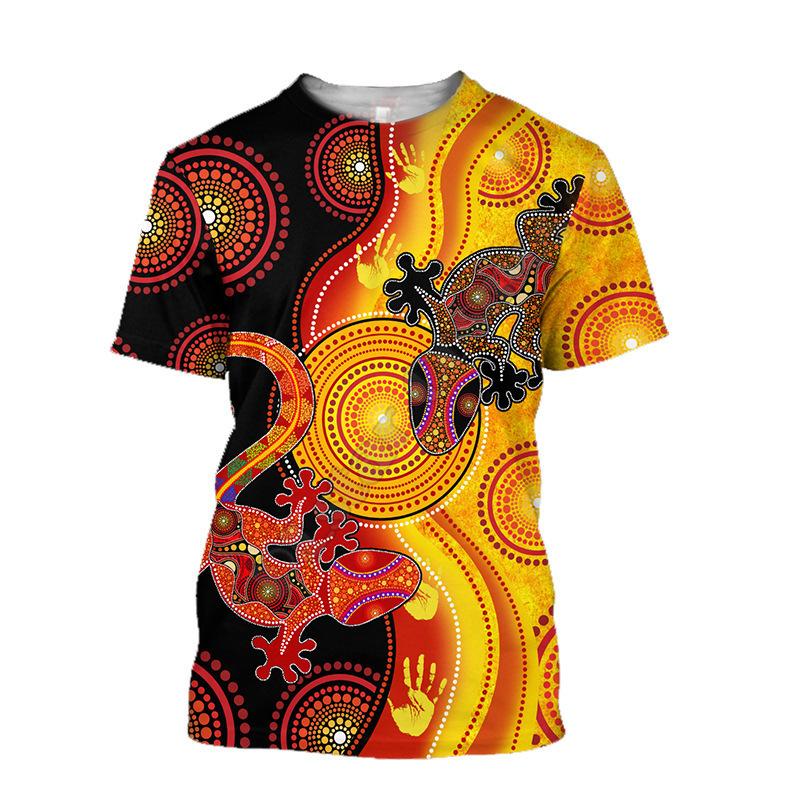 Retro Ethnic 3D Printed T-shirt Round Neck Men's Casual Top T-shirt