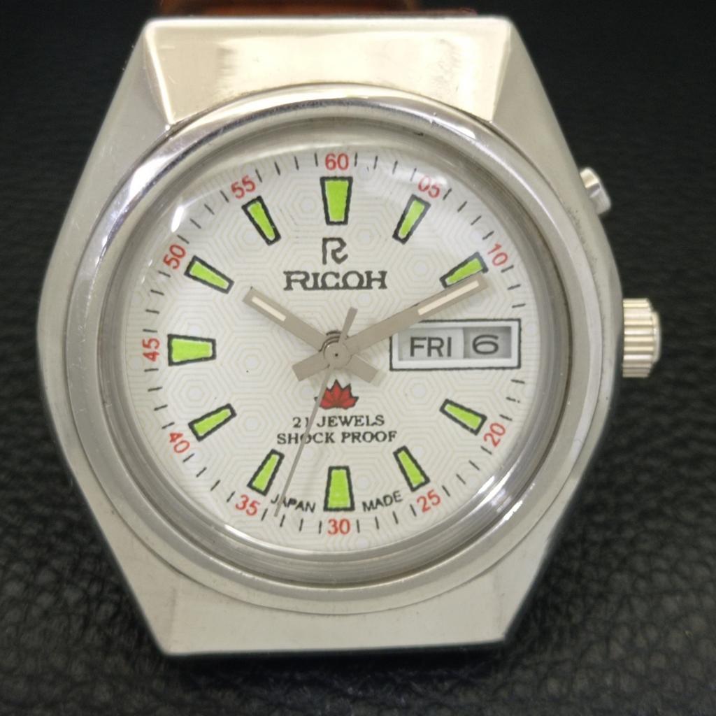 Ricoh R31 AUTOMATIC VINTAGE JAPAN MENS WHITE COLOR DIAL WATCH A701935-5 R207-a701935