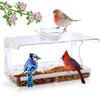 T02C!Window Bird Feeder With Non-Marking Self-Adhesive Hooks, Clear Window Bird Feeder For Outside, Transparent Bird House Durab