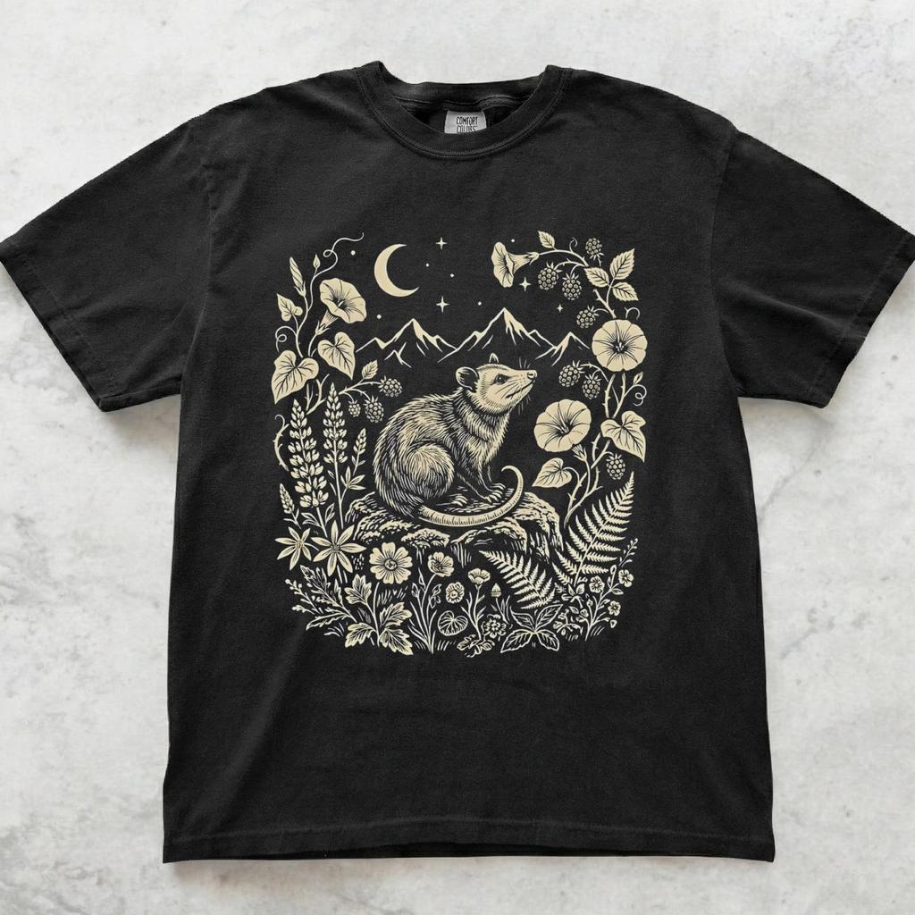 Opossum Shirt, Cottagecore Animal Tee, Woodland Opossum Graphic Shirt, Nature Illustration T shirt, Forest Animal Gift