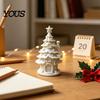 DIY Coloring Christmas Ornaments 3D Printed Tree House Kit, White Primer Miniature Model Window Display for Painting, Holiday Decor Craft Kids, Micro