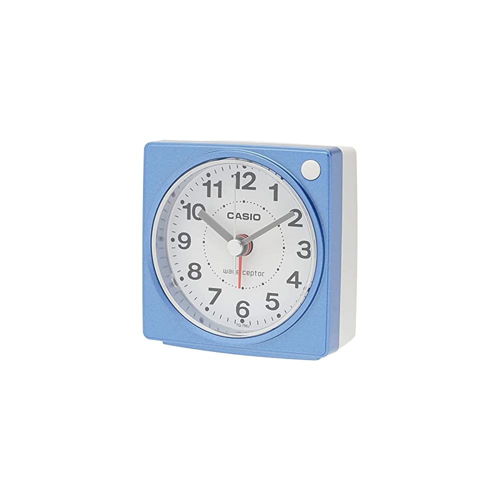 CASIO Alarm Clock, Radio-Controlled, Desk Clock, Blue, Analog, Small, with Light, TQ-750J-2JF