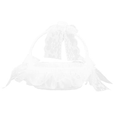 Wedding Flower Basket with White Lace Romantic Lightweight Elegant Basket for Weeding