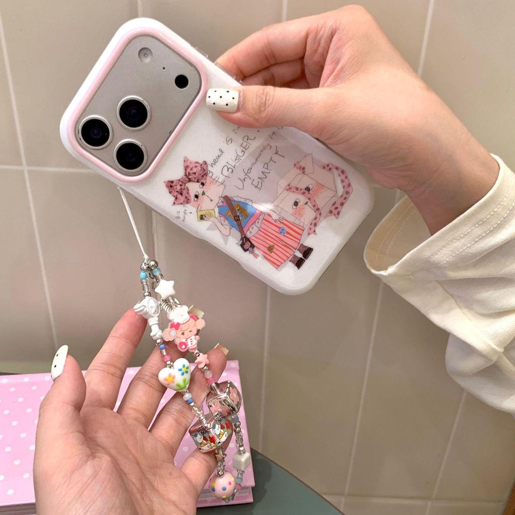 Koreanisches Graffiti-Katzenmädchen Handyhülle für iPhone 17 Pro Max mit Kette