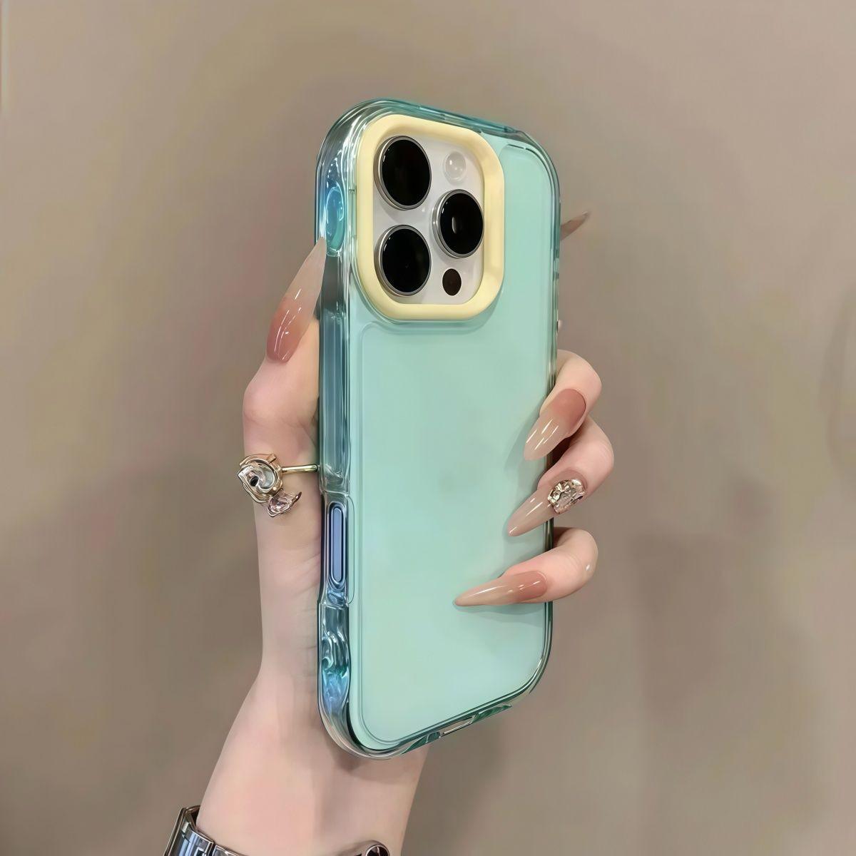 

Macaron 2-in-1 Jelly Wave Phone Case Solid Color Summer 2-in-1 Phone Case Silicone Thickened Phone Case For iPhone 16PROMAX