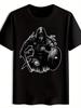 Black Hooded Warrior Graphic T-shirt - Bold White Print