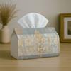 1pc Golden Damascus Tissue Box & Napkin Holder - Multifunctional Suitable for Home, Car, Nightstand Decor, Baroque Vintage Damascus Pattern Tissue Dis