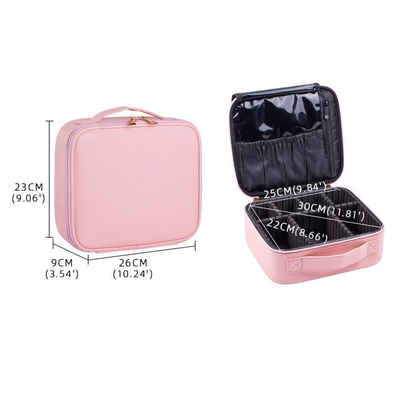 Makeup Train Case Schminktasche Kosmetikkoffer mit verstellbaren Trennwänden für Kosmetika Make-up-Pinsel Rosa Reise-Make-up-Koffer