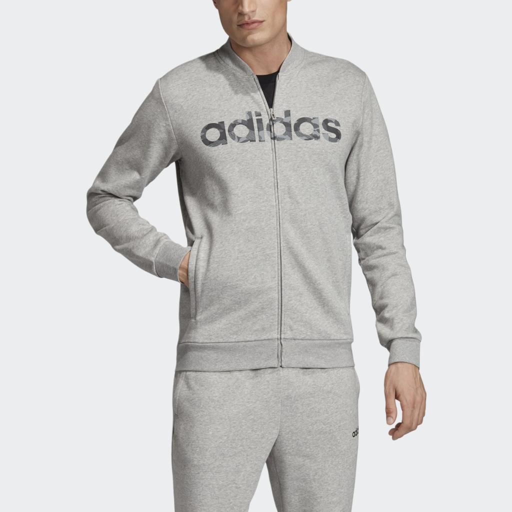 Adidas Letter Logo Print Zippers Thickened And Fleece Lined Sports Jackets & Coats Men's Gray EI9742
